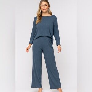 Blue Knit Two-Piece Set